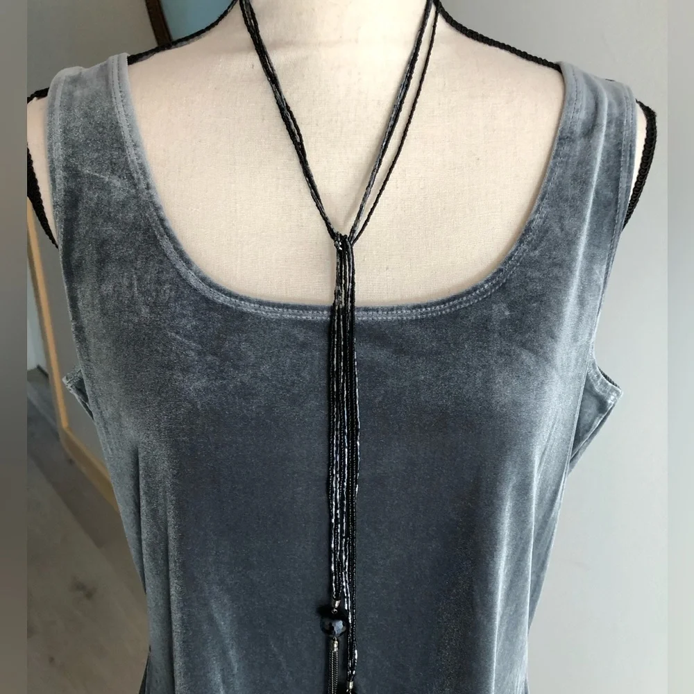 Susan Graver Grey Luxe Velvet Cardigan & Tank Set Size Large - Picture 6 of 10